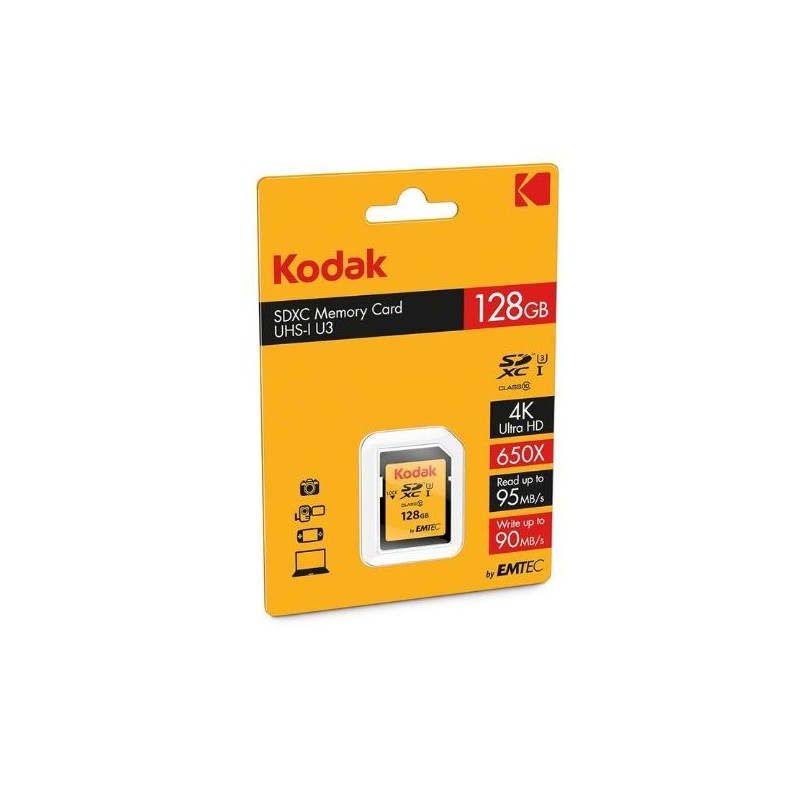 Carte Mémoire Micro sdhc/sdxc avec Adapteur SD 128GB V30 U3 Kodak