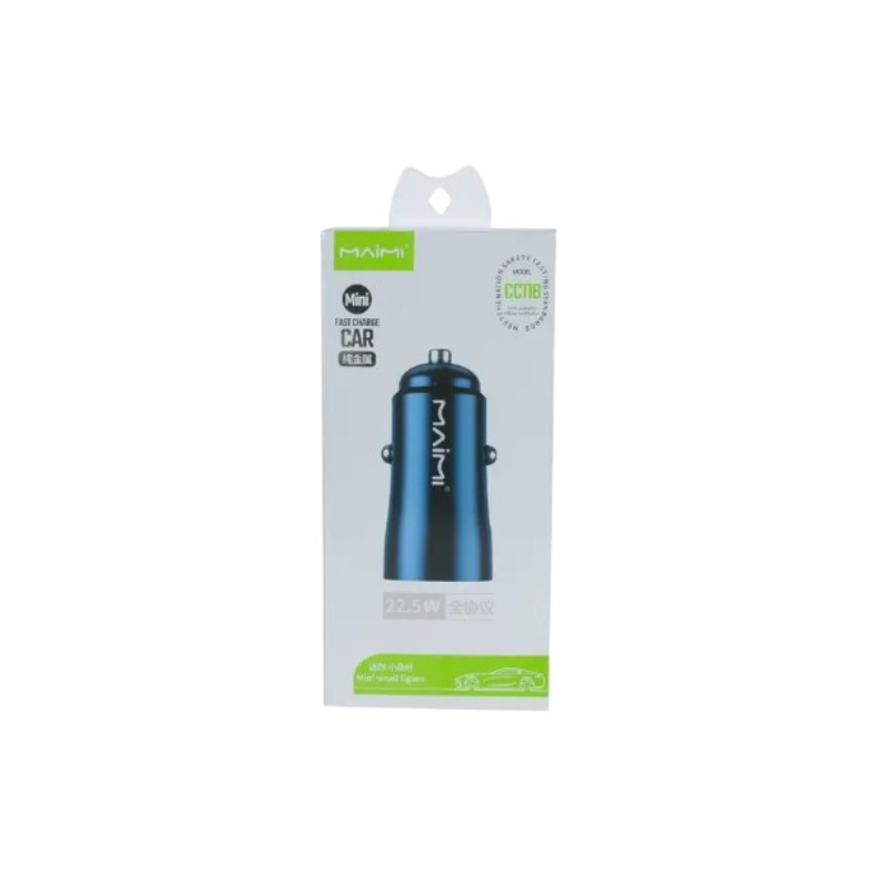 CC118 - Chargeur allume cigare USB 22.5W Super Fast Bleu