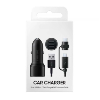 T72 IOS - Kit chargeur allume cigare double port USB Noir avec Cable IOS