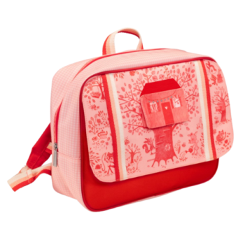 CARTABLE | SAC À DOS ENFANT ROUGE ET ROSE AVEC IMPRIMÉ MAISON