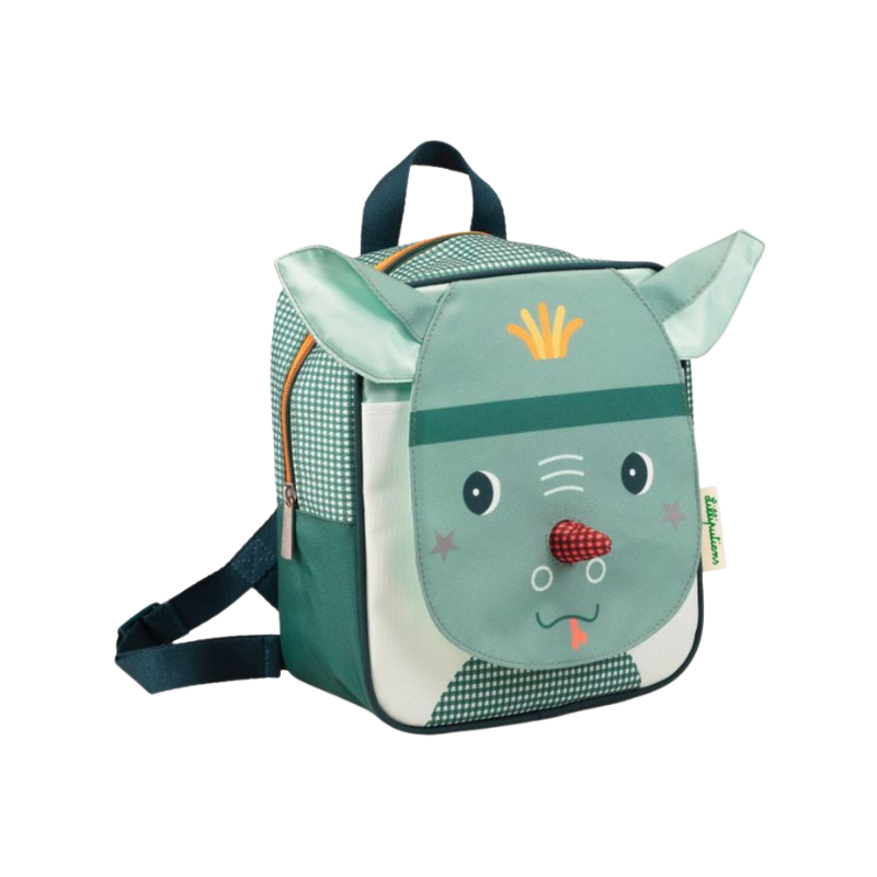 CARTABLE | SAC À DOS ENFANT RHINOCÉROS VERT AVEC COURONNE