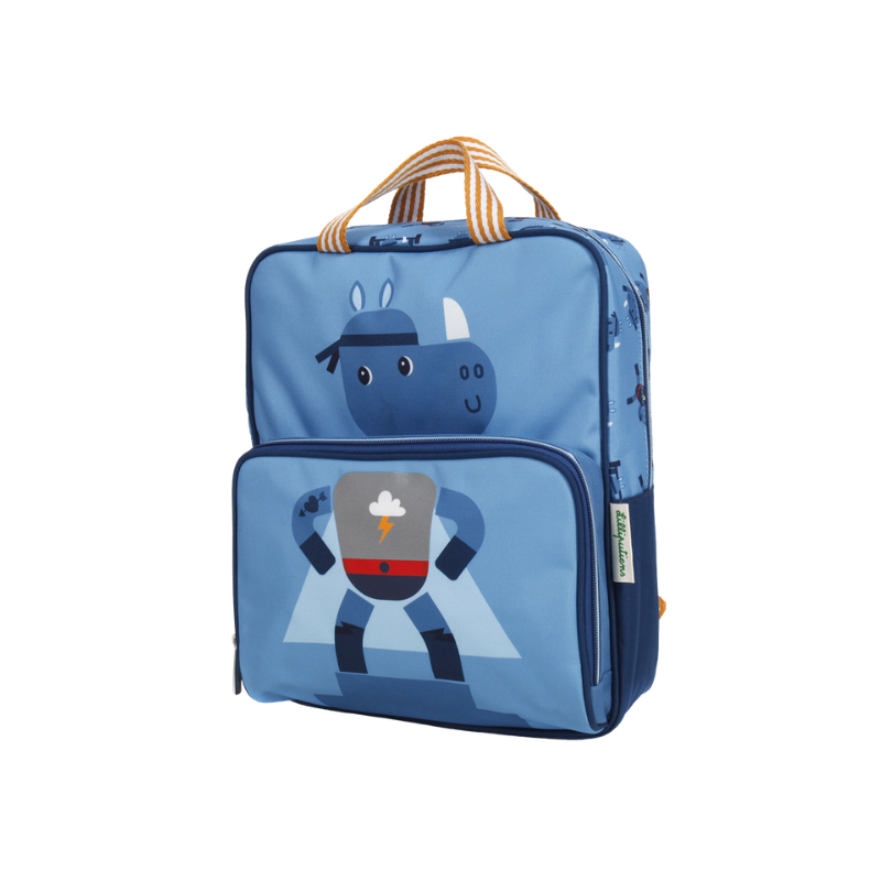 CARTABLE | SAC À DOS ENFANT BLEU AVEC MOTIF RHINOCÉROS
