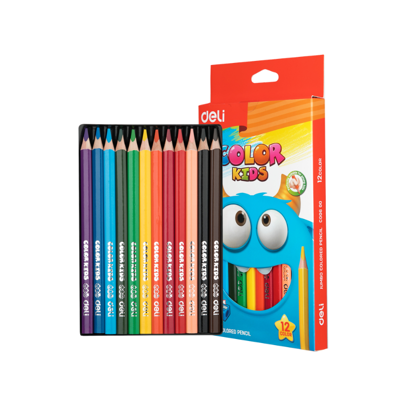 CRAYON DE COULEUR 12CLRS JUMBO | COLORED PENCIL DEC00600