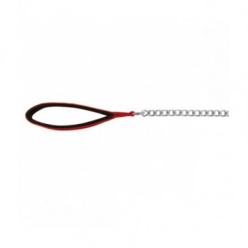 TRIXIE - LAISSE METAL POGNEE NYLON ROUGE / NOIR 4MM