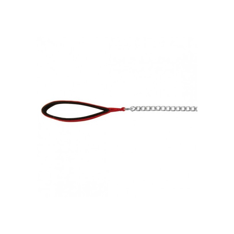 TRIXIE - LAISSE METAL POGNEE NYLON ROUGE / NOIR 4MM