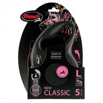 FLEXI NEW CLASSIC LAISSE SANGLE NOIR / BLEU L 50KG 5M