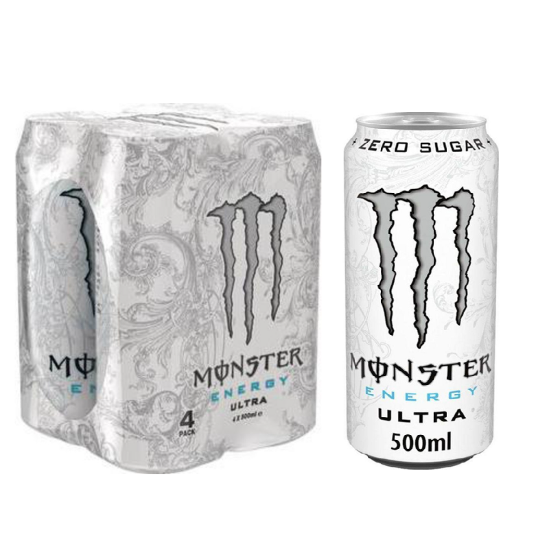 Monster ultra White 500ml| Le pack contient 4 unités