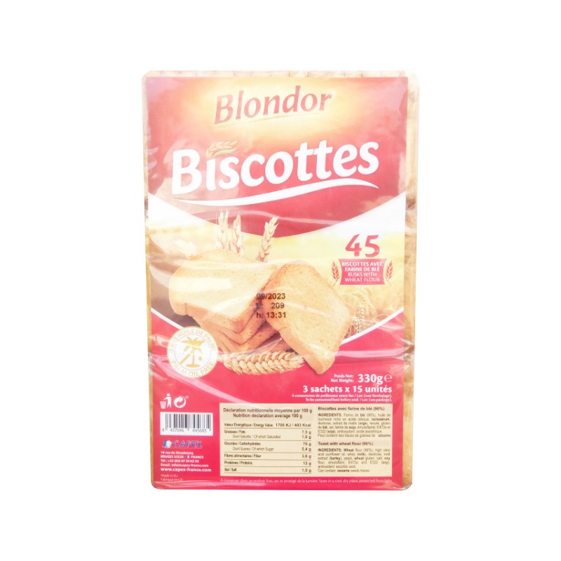 Biscottes Blondor 330g | x45 tranches