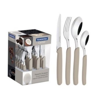 Couvert 24Pcs Carmel Gris Taupe