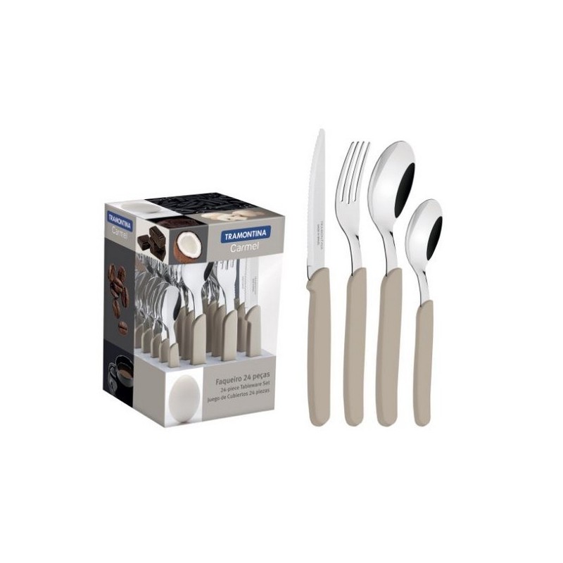 Couvert 24Pcs Carmel Gris Taupe