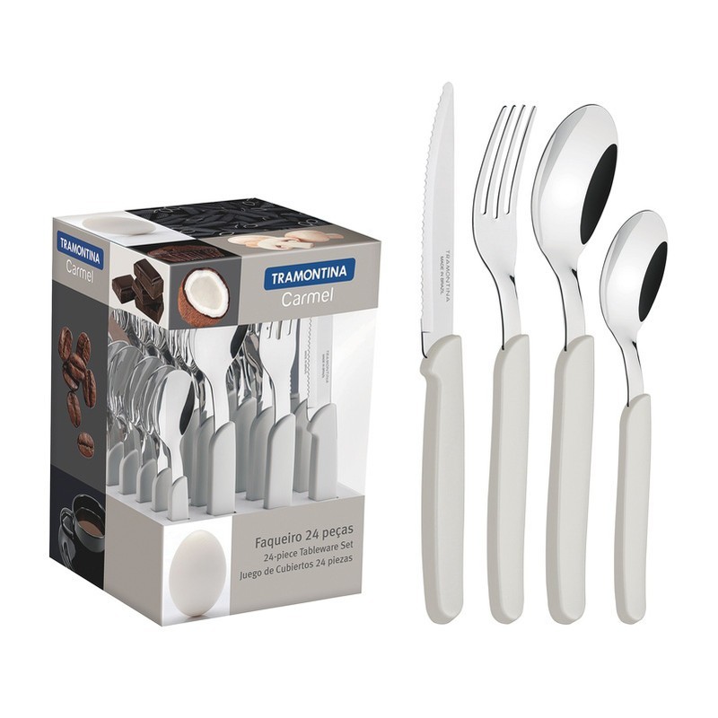 Couvert 24Pcs Carmel Blanc