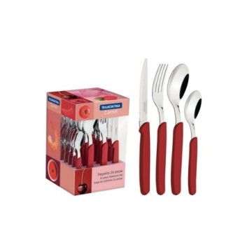 Couvert 24Pcs Carmel Rouge