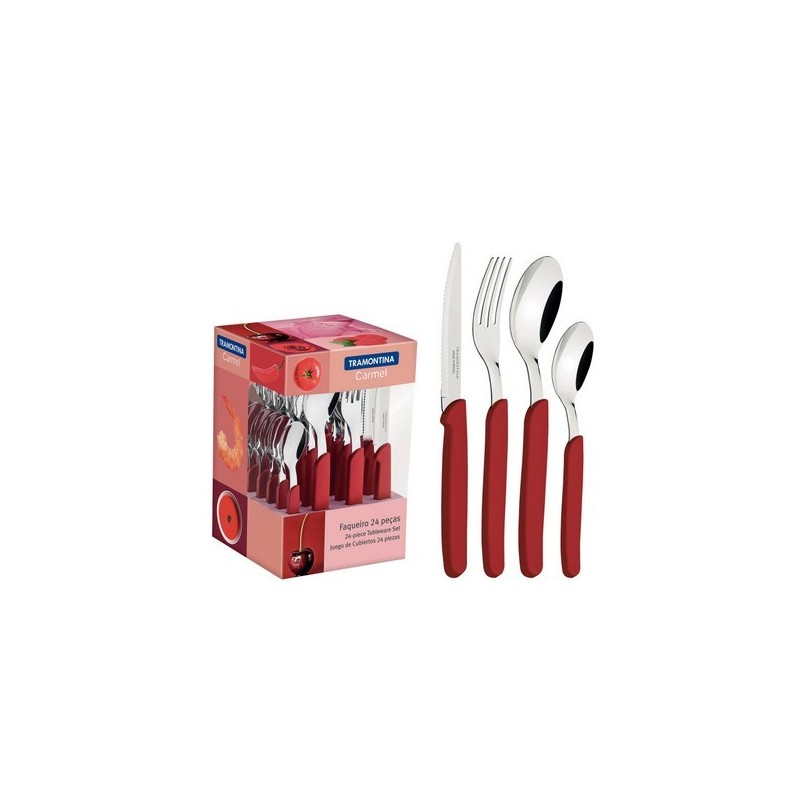 Couvert 24Pcs Carmel Rouge