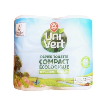 Papier Toilette Blanc 2 Plis Compact Univert x4