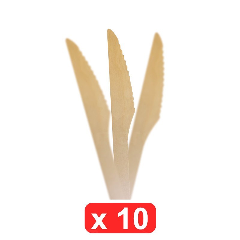 Pack de 10 couteau en bois | Couvert pour pique nique