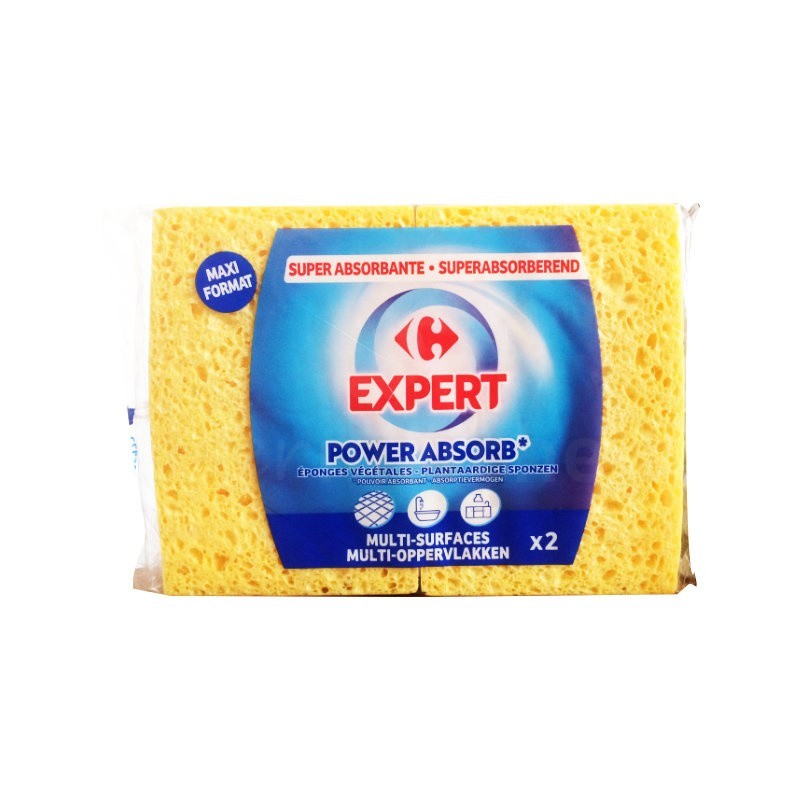 Eponge végétale super absorbante Carrefour paquet de 2 | Maxi format