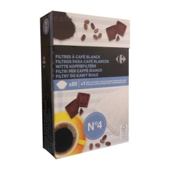 Filtre à café blanc N°4 Carrefour | 80 pièces