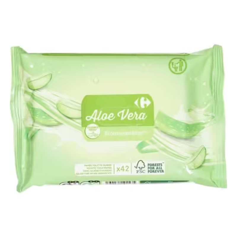 Lingettes humide aloe vera Carrefour x 42 | Biodégradable