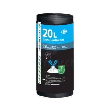 Sac poubelle Carrefour 20l x 20 Avec lien colissants