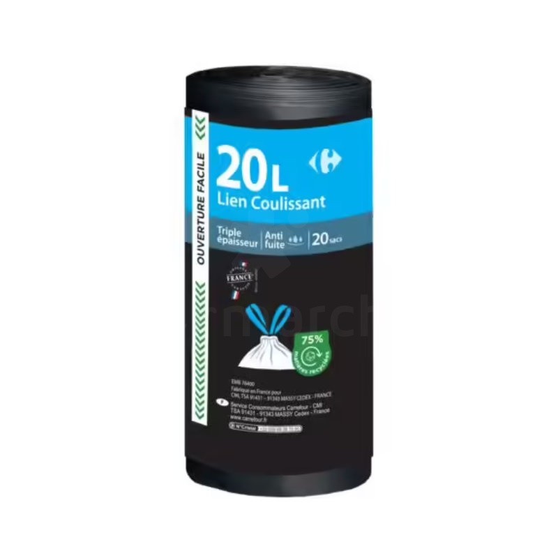 Sac poubelle Carrefour 20l x 20 Avec lien colissants