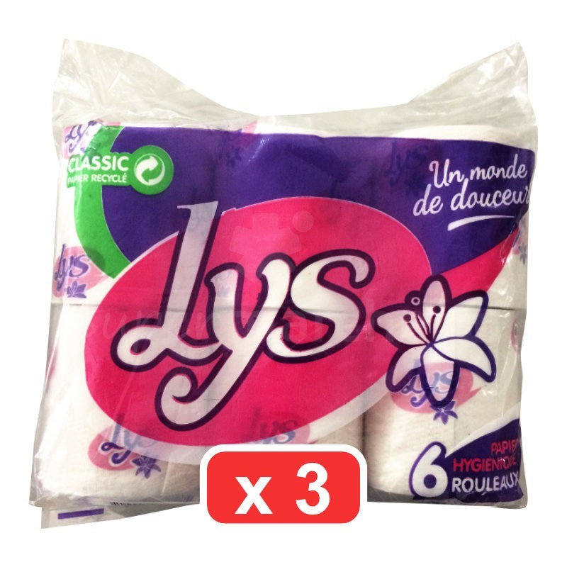 Papier toilette Lys 18 rouleaux | Classic Papier Recyclé | Papier hygiénique