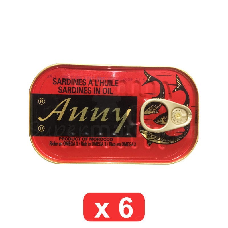 Pack de 6 Sardines à lhuile végétale Anny 125g