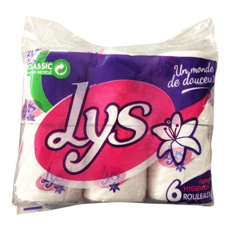 Papier toilette Lys 6 rouleaux | Classic Papier Recyclé | Papier hygiénique