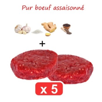 Steak haché de boeuf préparé 5x100g | 500g - assaisonné et salé