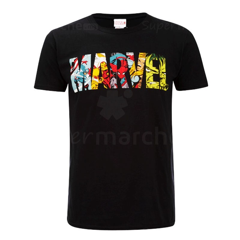T-shirt Comic Strip Logo | Marvel | noir | Authentique - S