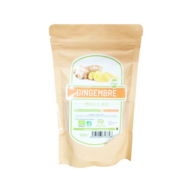Gingembre Moulu Bio Phael Flor 100g | Sans Conservateurs | Issu Directement des Planteurs