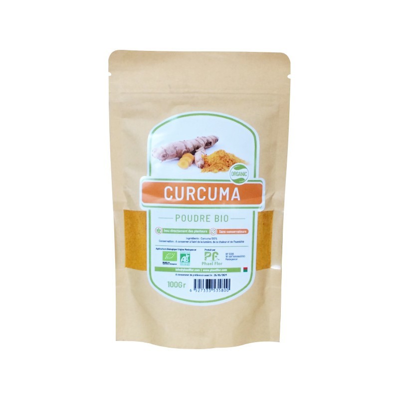 Curcuma Moulu Bio Phael Flor 100g | Sans Conservateurs | Issu Directement des Planteurs