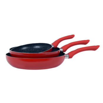 SET DE 3 POELES ROUGE