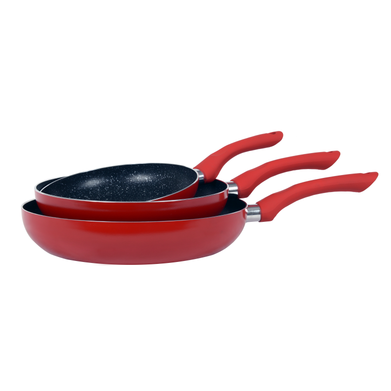 SET DE 3 POELES ROUGE