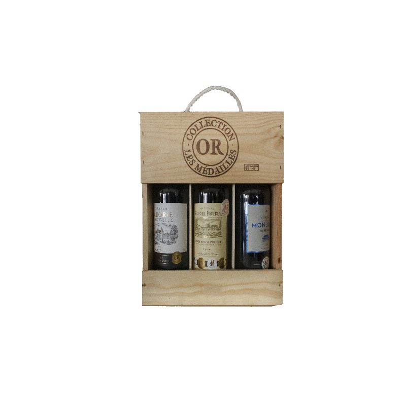 COFFRET 3B  Les Médaillés OR Château Les Mondons 2020/Bellevue Favereau 2019/Château Laborie de Guinette 2020 75Cl