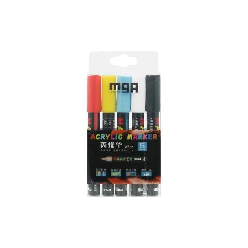Marquer acryliques pqt 5 clrs