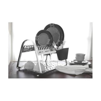 Egouttoir en acier inoxydable avec portecouvert Noir