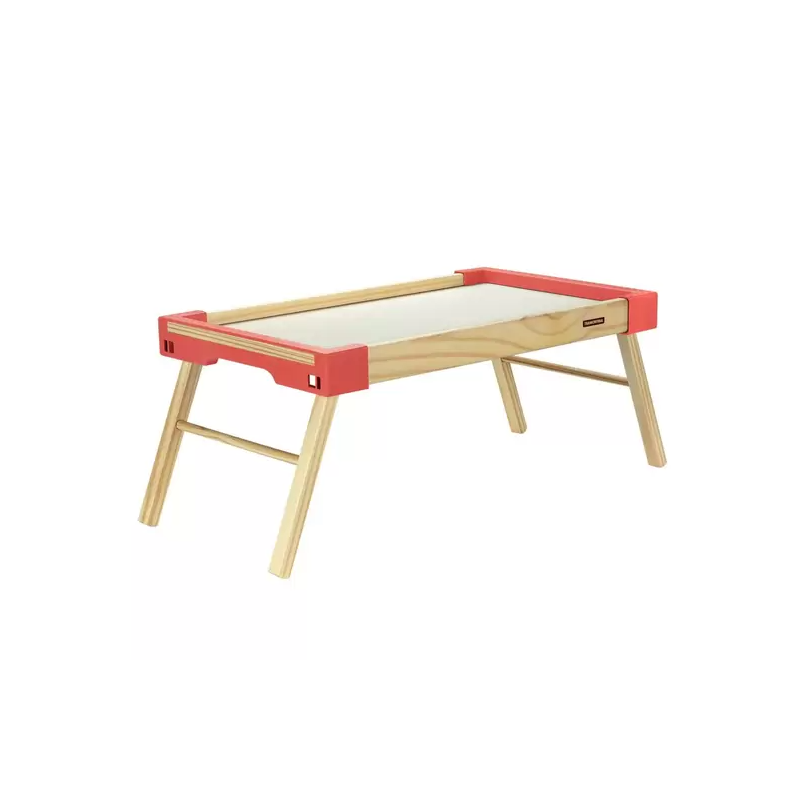 Plateau en bois avec pied pliable Couleur Rouge Orangée