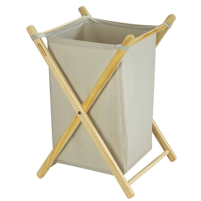 Panier polyvalent en bois et coton de 42L Couleur Gris