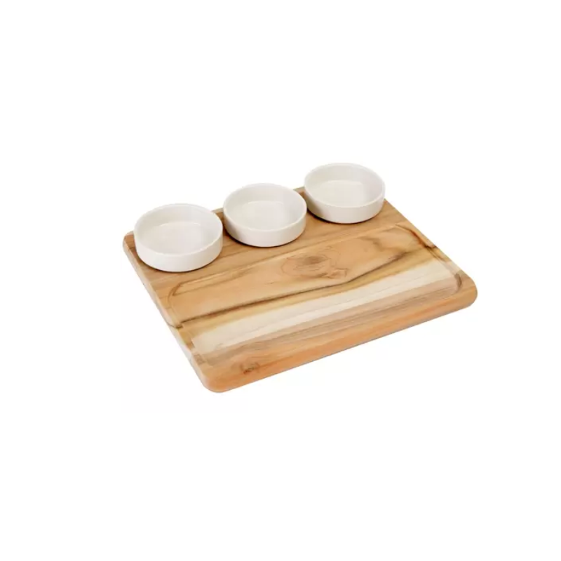 Set d'une Planche à snack en bois de 28x23x1