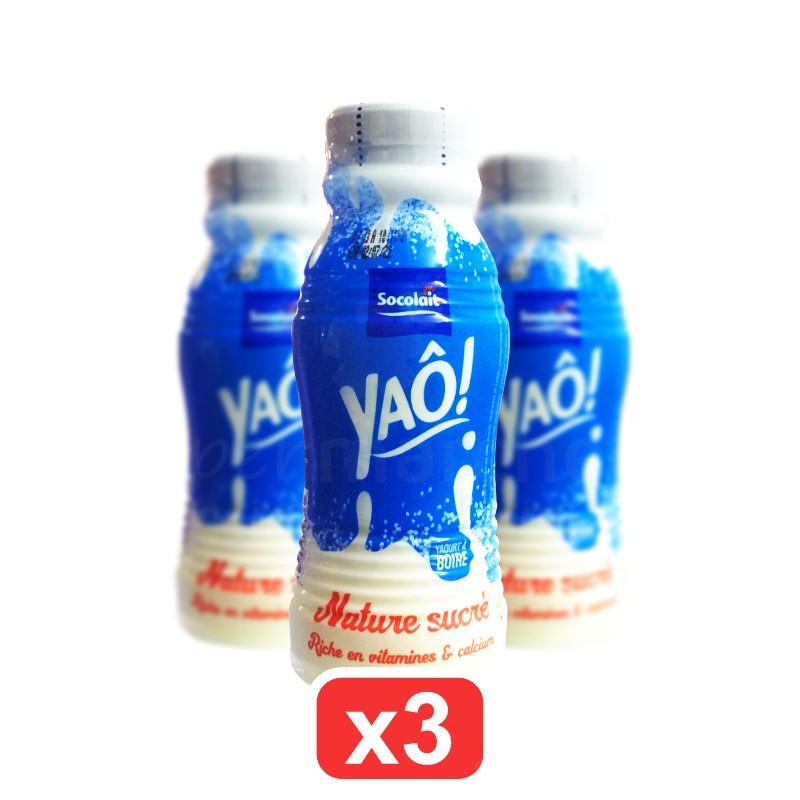 Pack de 3 Yaô nature sucré Socolait 250ml | Yaourt à boire