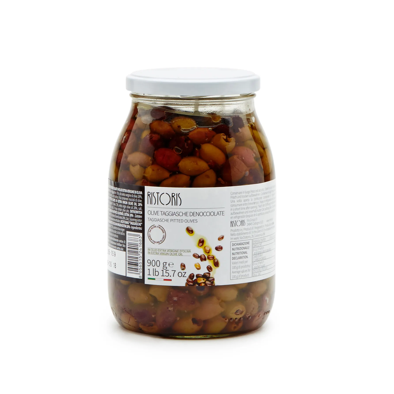 Olives Taggiasche dénoyautés - à L'huile d'Olive E.V 900g Ristoris